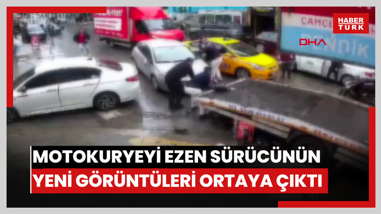 Pendik'te otomobille motokuryeyi ezen sürücünün yeni görüntüleri ortaya çıktı