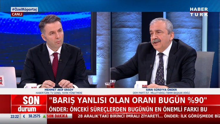 DEM Milletvekili Sırrı Süreyya Önder'den Habertürk'e açıklamalar