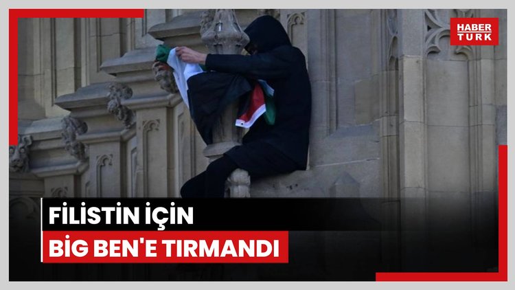 Filistin için Big Ben'e tırmandı