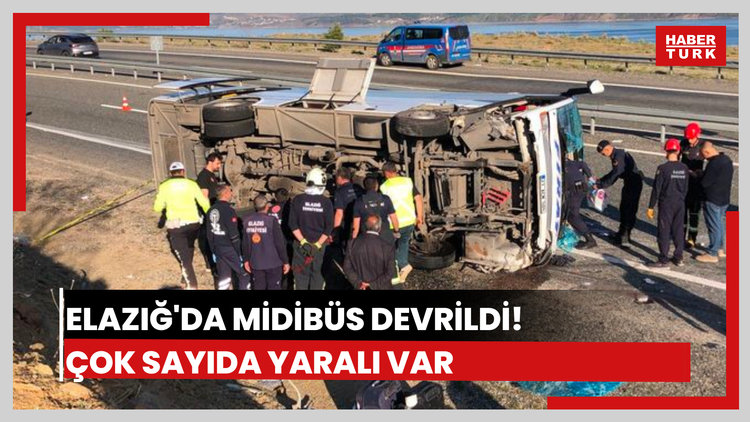 Elazığ'da midibüs devrildi! Çok sayıda yaralı var