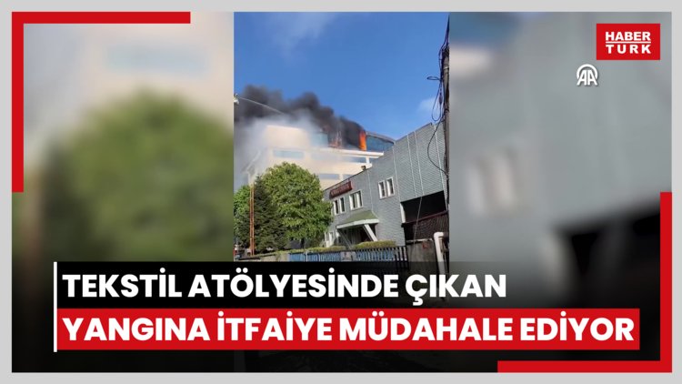 Esenyurt'ta tekstil atölyesinde çıkan yangına itfaiye müdahale ediyor