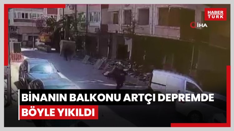 Faciadan kılpayı: Bahçelievler'de boşaltılan binanın balkonu artçı depremde böyle yıkıldı