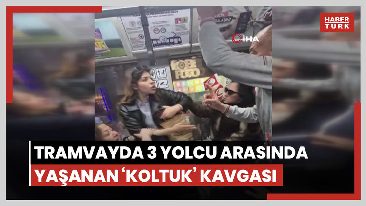 Sirkeci'de T1 Kabataş - Bağcılar tramvayında yolcuların 'oturma' kavgası cep telefonu kamerasında