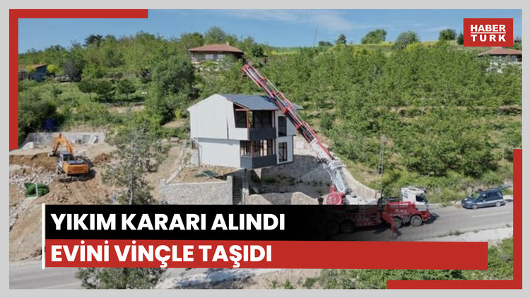 Evini vinçle taşıdı