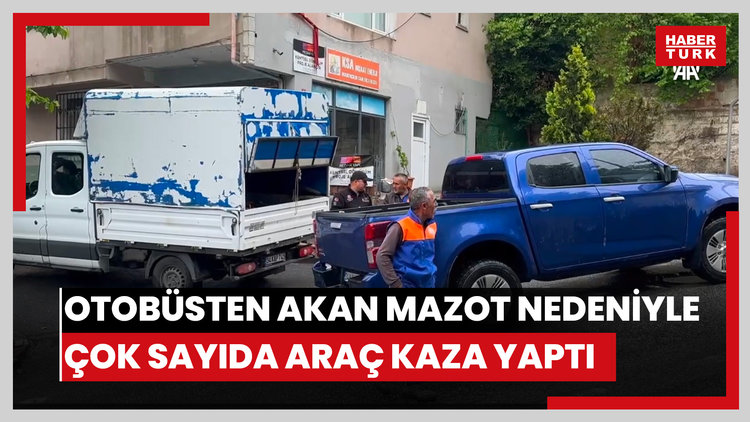 İETT otobüsünden akan mazot nedeniyle çok sayıda araç kaza yaptı