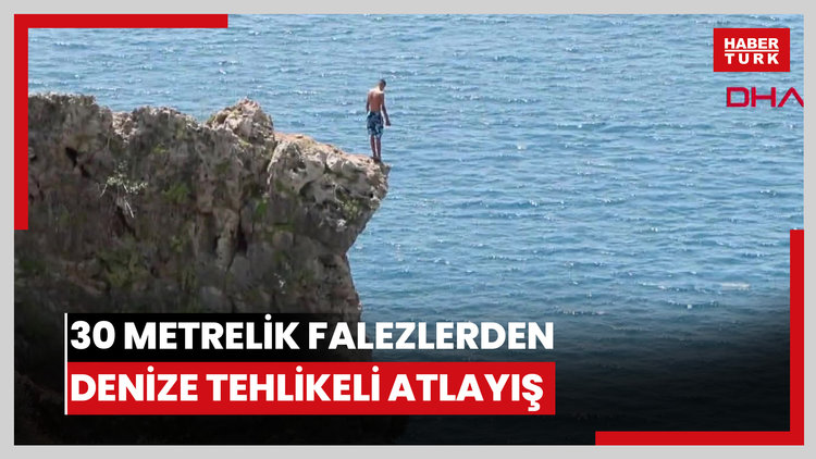 30 metrelik falezlerden denize tehlikeli atlayış