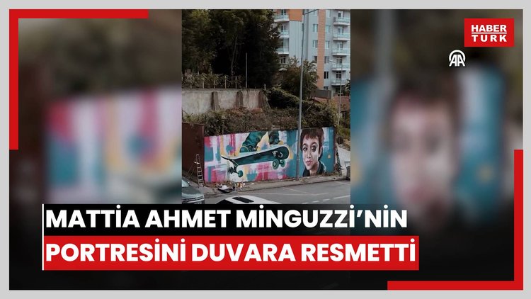 Azerbaycanlı ressam, bıçaklanarak öldürülen Mattia Ahmet Minguzzi'nin portresini duvara resmetti