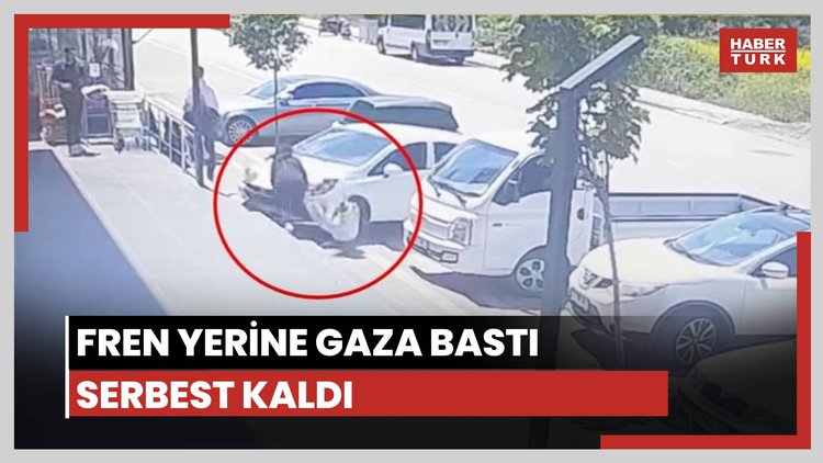 Fren yerine gaza bastı, serbest kaldı