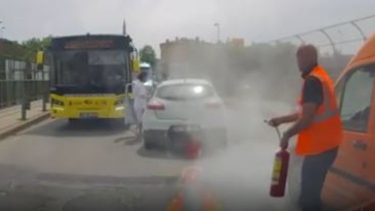 Ataşehir'de bıçaklı sürücüye yangın tüpü sıkıldı