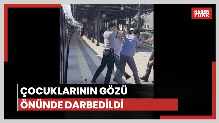 Çocuklarının gözü önünde darbedildi
