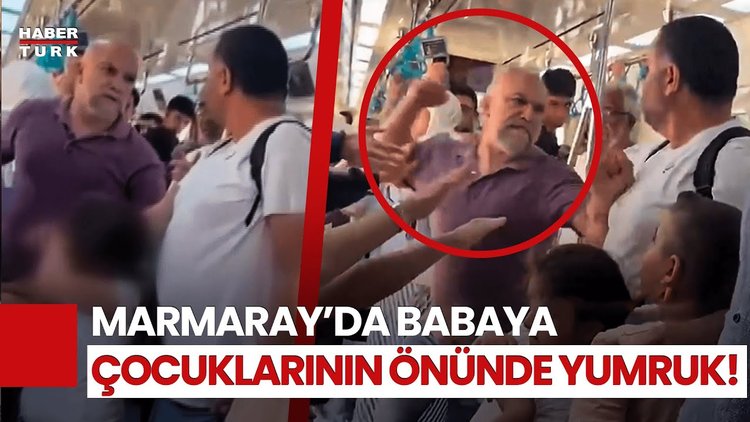 Marmaray&#039;da Dehşet Anları! Çocuklarının Gözü Önünde Darbedildi!