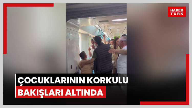Çocuklarının korkulu bakışları altında