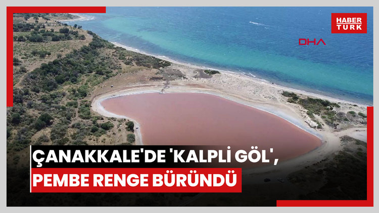 Çanakkale'de 'Kalpli Göl', pembe renge büründü