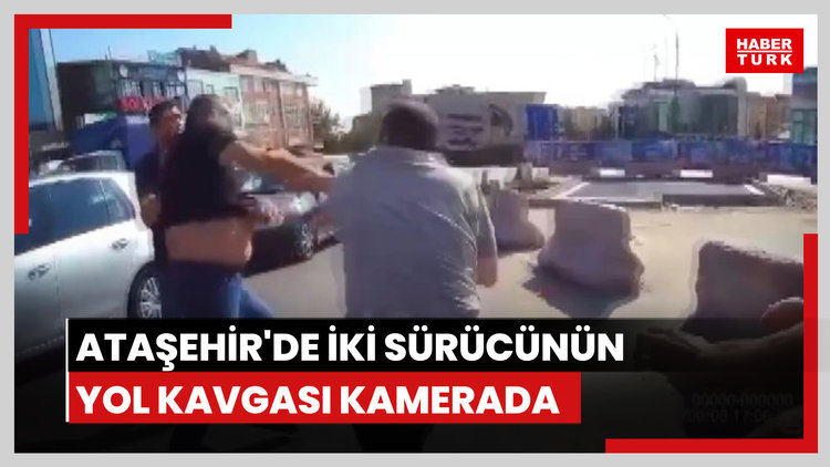 Ataşehir'de iki sürücünün yol kavgası kamerada