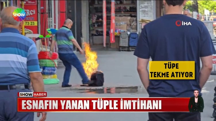 Yanan tüpe tekmeli müdahale!