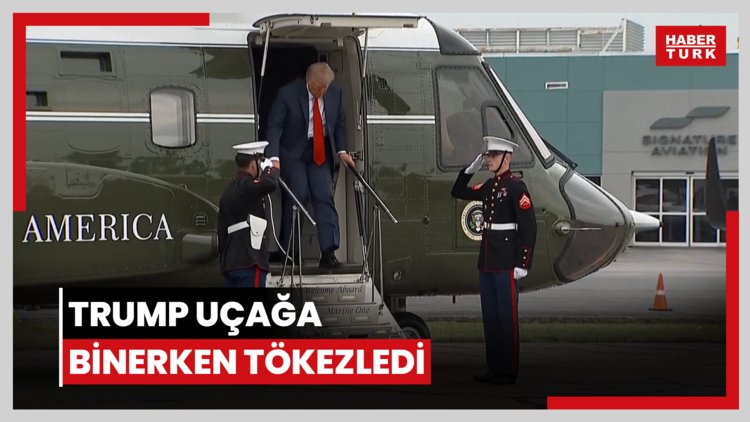 Trump uçağa binerken tökezledi