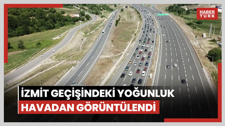 Kuzey Marmara Otoyolu İzmit geçişindeki yoğunluk havadan görüntülendi