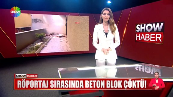 Röportaj sırasında beton blok çöktü! 