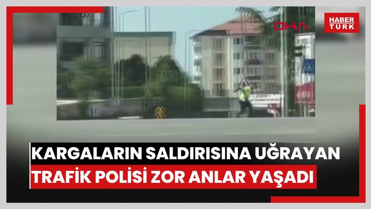 Kargaların saldırısına uğrayan trafik polisi zor anlar yaşadı