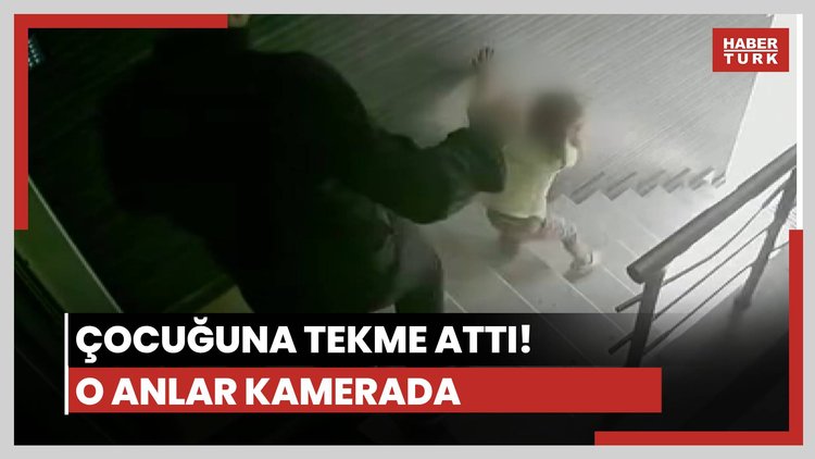 Çocuğuna tekme atan baba yakalandı
