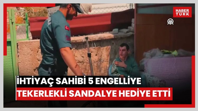 Yozgat'ta jandarma ihtiyaç sahibi 5 engelliye tekerlekli sandalye hediye etti