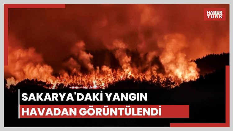 Sakarya'daki yangın havadan görüntülendi