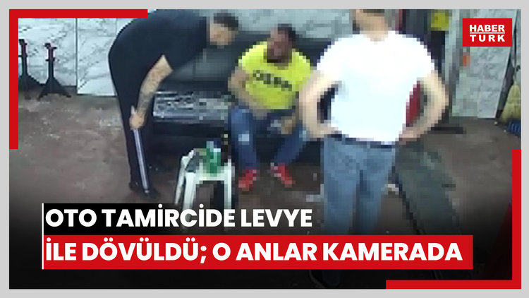 Oto tamircide levye ile dövüldü; o anlar kamerada