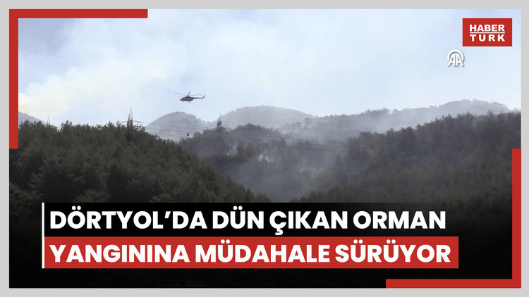 Dörtyol'da dün çıkan orman yangınına müdahale sürüyor