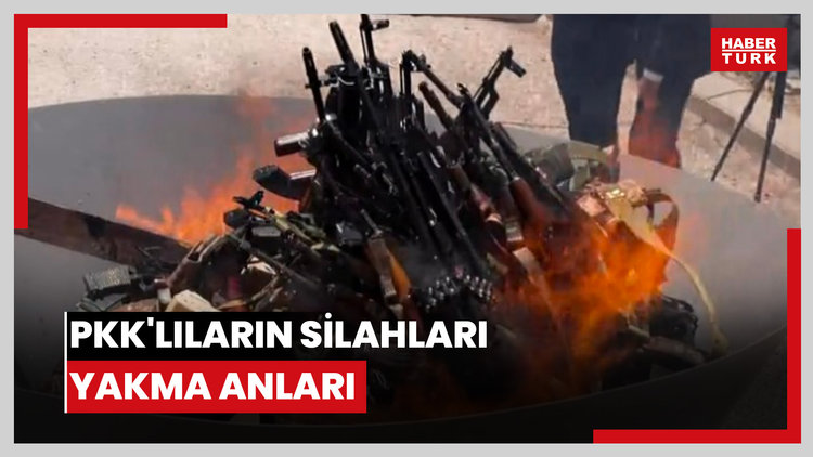 PKK'lıların silahları yakma anları