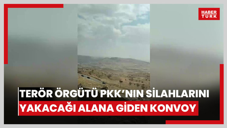 Terör örgütü PKK'nın silahlarını yakacağı alana giden konvoy