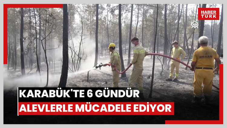 Çeşitli illerden gelen orman kahramanları, Karabük'te 6 gündür alevlerle mücadele ediyor