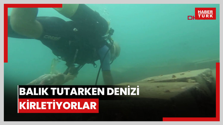 Balık tutarken denizi kirletiyorlar