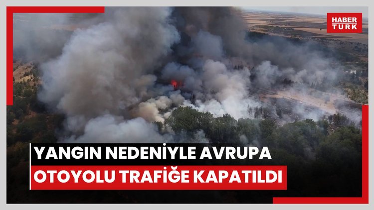 Ağaçlık alanda çıkan yangın nedeniyle Avrupa Otoyolu trafiğe kapatıldı