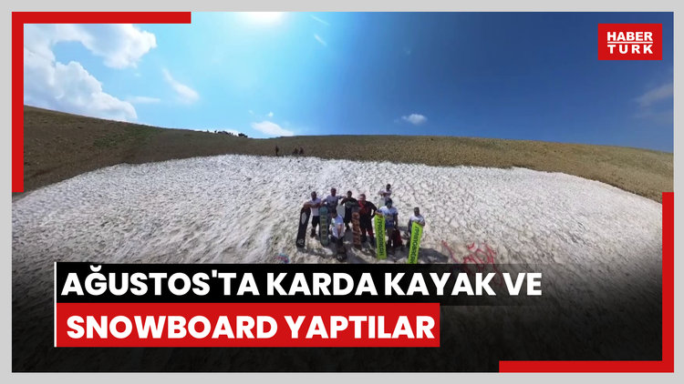 Ağustos'ta karda kayak ve snowboard yaptılar