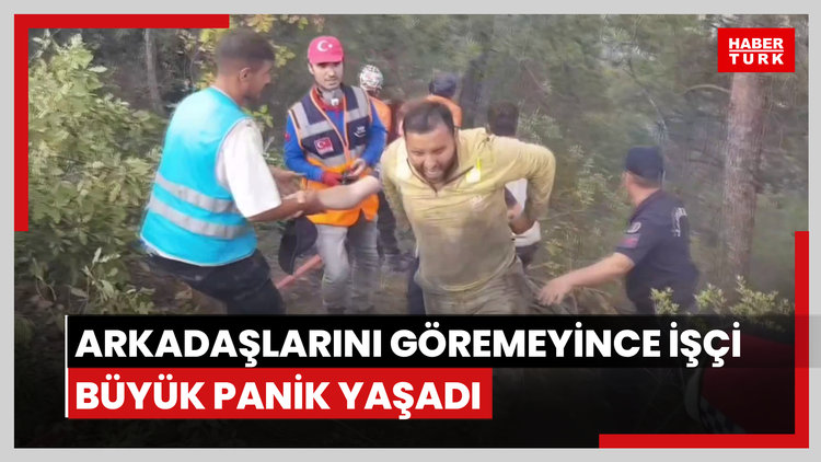 Alevlerin arasında kalmaktan kurtulan işçi, arkadaşlarını göremeyince büyük panik yaşadı