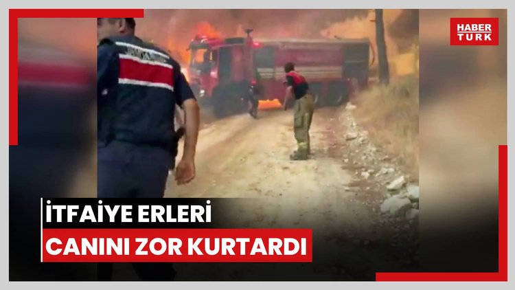 Çanakkale'deki orman yangınında bir itfaiye aracı yandı, itfaiye erleri canını zor kurtardı