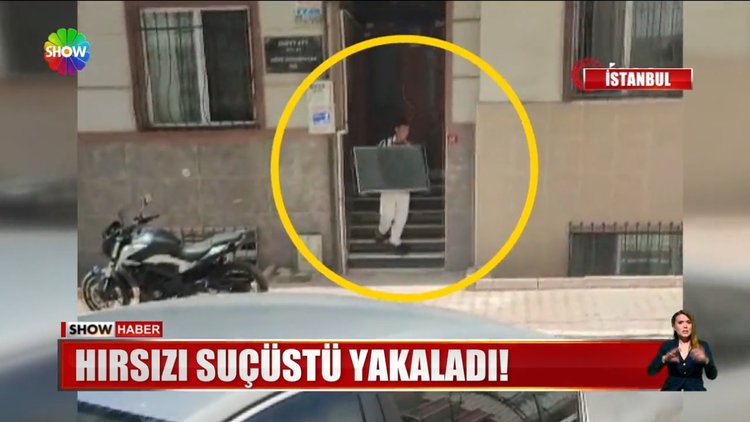 TV hırsızını takip edip yakaladı!