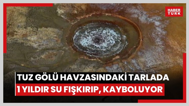 Tuz Gölü havzasındaki tarlada 1 yıldır su fışkırıp, kayboluyor