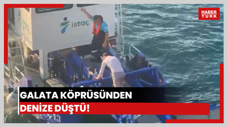 Galata Köprüsünden denize düşen kadını, atlayan adam kurtardı