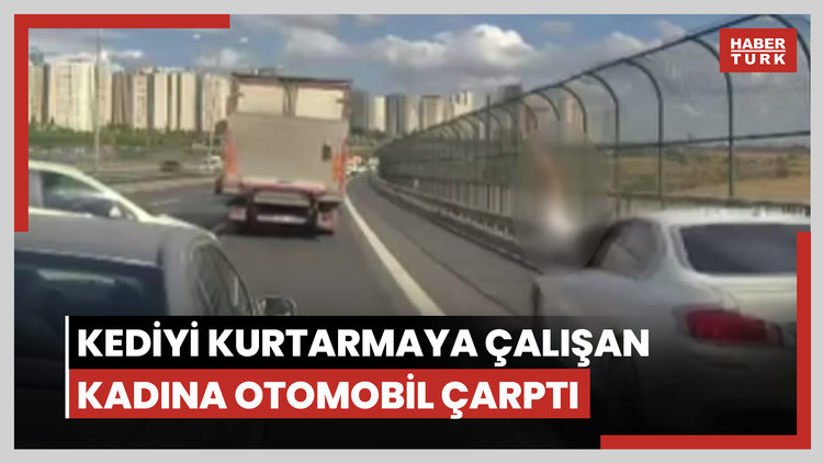 Kediyi kurtarmaya çalışan kadına otomobil çarptı