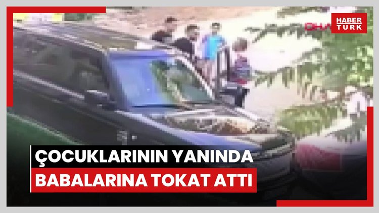 Trafik tartışmasında, çocuklarının yanında babalarına tokat attı