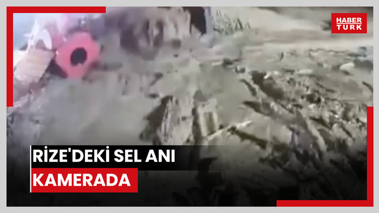 Rize'deki sel anı kamerada