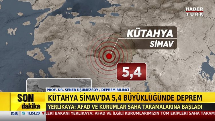 Kütahya'da 5,4 şiddetinde deprem
