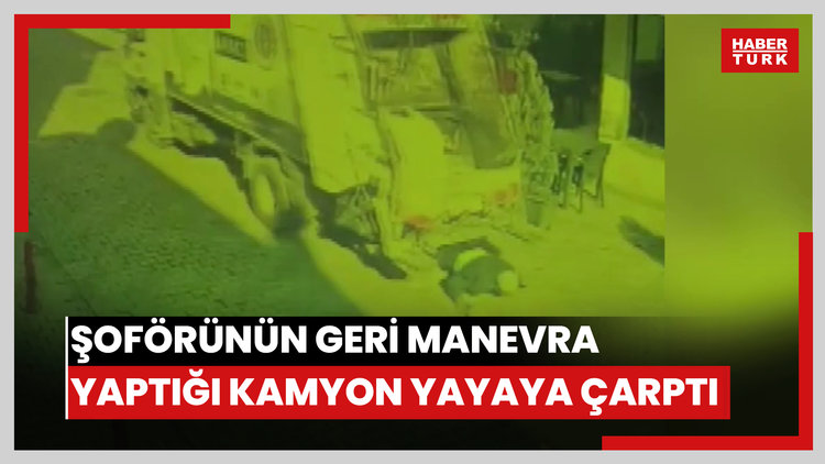Şoförünün geri manevra yaptığı kamyon yayaya çarptı; kaza kamerada