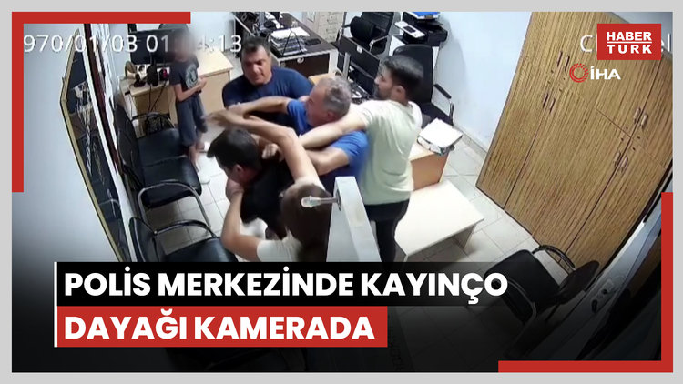 Boşanma aşamasında kocaya, polis merkezinde kayınço dayağı kamerada