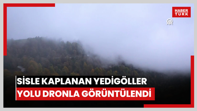 Sisle kaplanan Yedigöller yolu dronla görüntülendi
