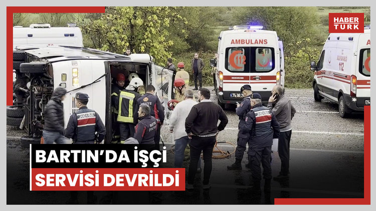 Bartın'da işçi servisi devrildi