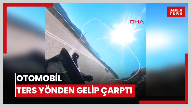 Otomobil ters yönden gelip çarptı