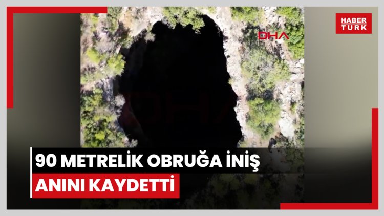 90 metrelik obruğa iniş anını kaydetti
