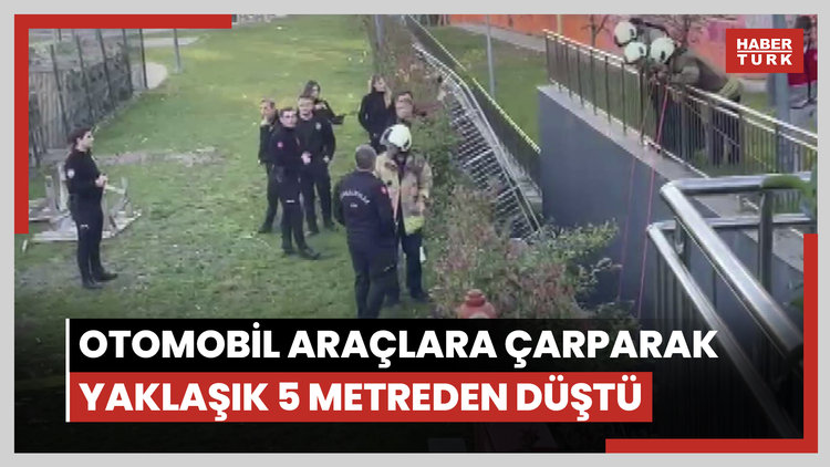 Bahçelievler'de otomobil araçlara çarparak yaklaşık 5 metreden düştü